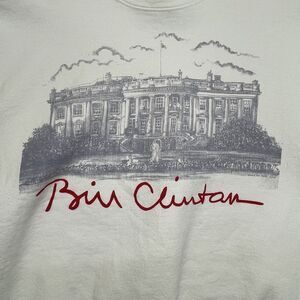 VINTAGE 90s Dallas Alice Bill Clinton Crewneck Sweater Made in USA Size M *Stain